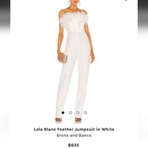 Lola Blanc Feather Jumpsuit in White